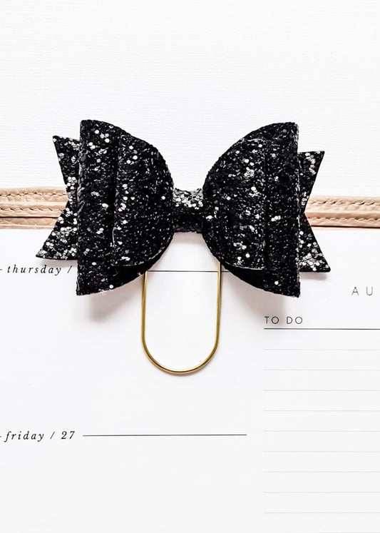 Black Glitter Bow Paperclip