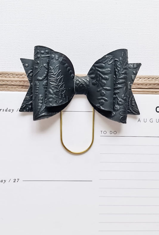 Black Embossed Bow Paperclip