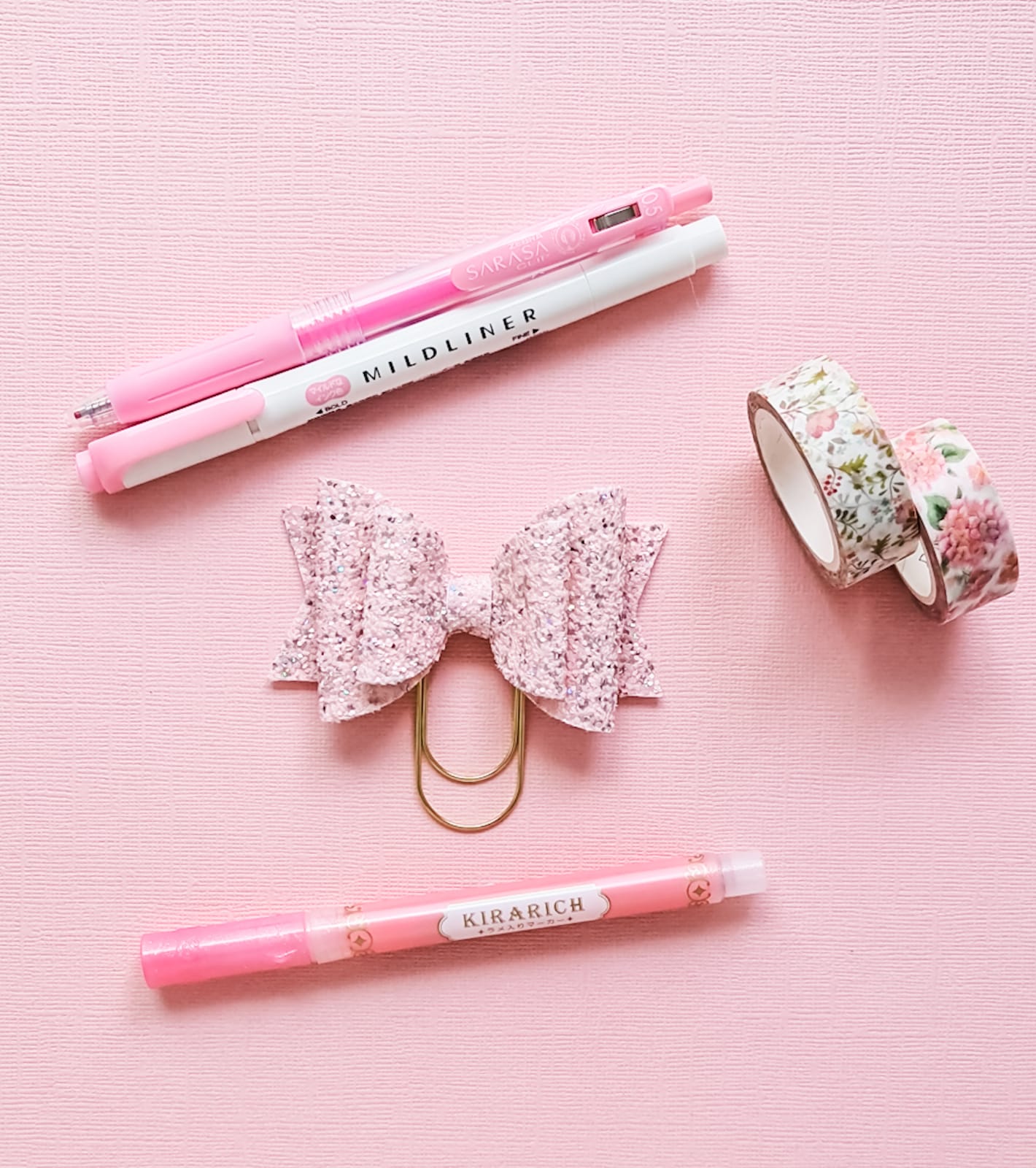 Pink Glitter Bow Paperclip