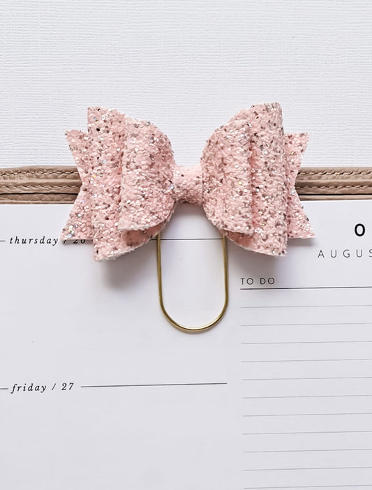 Pink Glitter Bow Paperclip