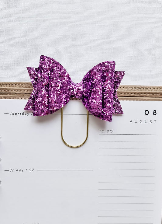 Purple Glitter Bow Paperclip