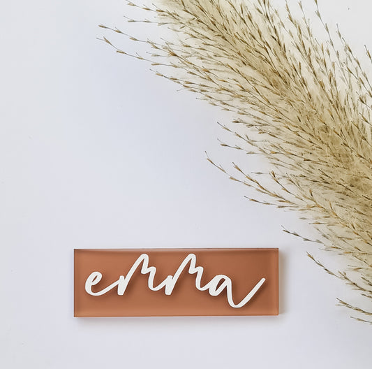 Translucent Taupe Name Plate - Rectangle