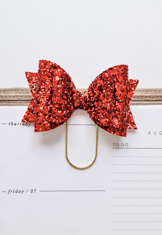 Red Glitter Bow Paperclip
