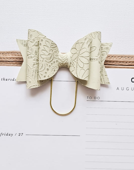 White Embossed Bow Paperclip